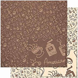 Papel Para Scrapbook Dupla Face 30,5 cm x 30,5 cm - SD-927 - Café Divertido III