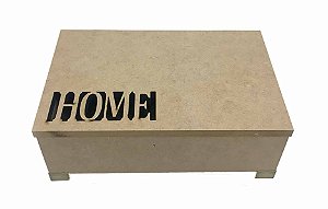 Caixa Home a Laser MDF Com Pé Metal Dobradiça 25x17x7 cm