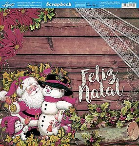 Papel Para Scrapbook Dupla Face 30,5 cm x 30,5 cm - SDN-102 - Scrap Duplo Natal - Noel Vintage