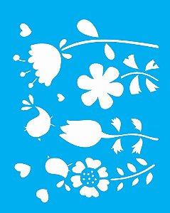 Stencil 20×25 Simples – Flor Passarinho – OPA 1406