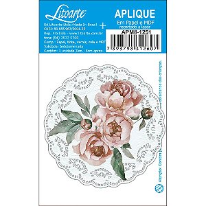 APM8-1251 - Aplique Litoarte Em Papel E MDF - Guardanapo Flores