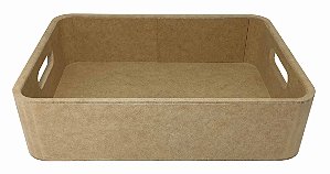 Bandeja Cesto Arredondado MDF G 40x30x8 cm Em MDF