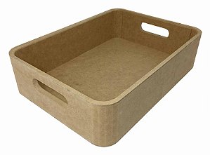 Bandeja Cesto Arredondado MDF P 30x20x8 cm Em MDF