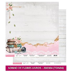 Papel Scrapbook - Scrap By Antonio - SONHO DE FLORES LIVROS - TON4