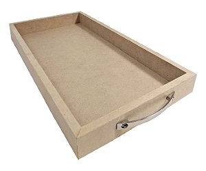 Bandeja Cesto Retangular em MDF Com Alça em Metal 32x22