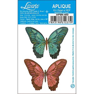 APM4-409 Aplique Litoarte Em Papel E MDF - Borboletas