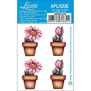 APM3-276 - Aplique Litoarte Em Papel E MDF - Flores