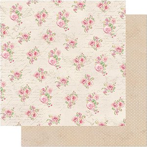 Papel Para Scrapbook Dupla Face 30,5 cm x 30,5 cm – Rosas E Arabescos De Anjos SD-493