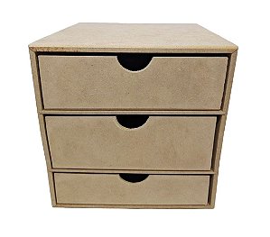 Organizador Com 3 Gavetas Liso MDF