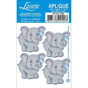 APM3-198 - Aplique Litoarte Em Papel E MDF - Elefante