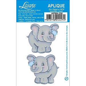 APM4-256 Aplique Litoarte Em Papel E MDF - Elefantes