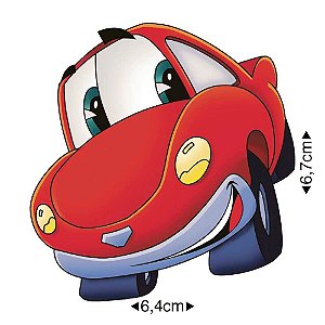 Adesivo Redondo Cartoon de carro rápido - desenho de carro vermelh