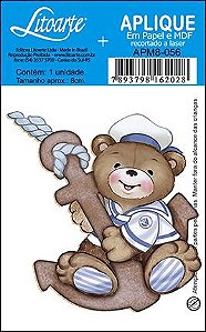 APM8-056 - Aplique Em Papel E MDF - Urso Marinheiro