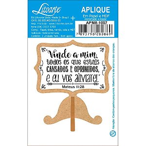 APM8-1007 - Aplique Em Papel E MDF - Tag De Mesa Vinde A Mim