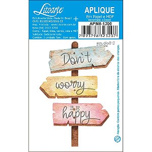 APM8-1300 - Aplique Em Papel E MDF - Kit Viagem Placa Don´t Worry Be