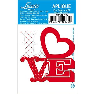 APM8-499 - Aplique Em Papel E MDF - Love