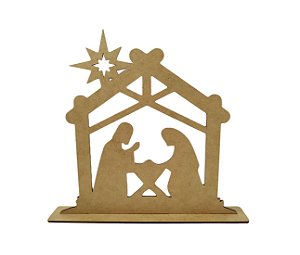 Presépio Em MDF Crú Natal - 521 - 20 x 22 cm