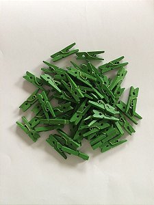 Kit Mini Prendedores Madeira 2,5 cm Verde  Com 20 Un