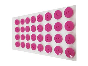 Cartela Com 32 Botões Adesivos Rosa 12 mm