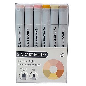 Marcador Artístico Sinoart Marker 06 Cores Tons de Pele