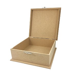 Caixa MDF Com Dobradiça e Fecho 26x26x10 cm Com Borda