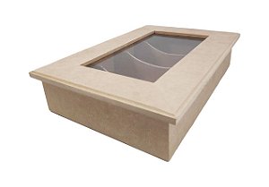 Caixa Articulada MDF Óculos Vidro 4 Divisórias 30x20x6 Cm