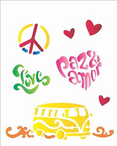 Stencil 20x25 Paz e Amor - OPA 1275