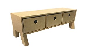 Mini Cômoda MDF Retro Retangular  3 Gavetas C/ Pézinho