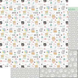 Papel Para Scrapbook Dupla Face 30,5 Cm X 30,5 Cm - AMO MEU PET - CAT - SD-1173