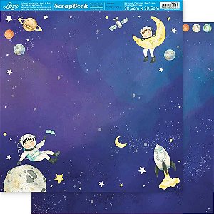 Papel Para Scrapbook 30,5 Cm X 30,5 Cm - SD-1192 - MEU UNIVERSO - FUNDO ESPACIAL