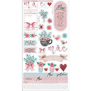 Apliques Recortados Em Papel - MÃE AQUARELA - LDC-023 - Die Cuts