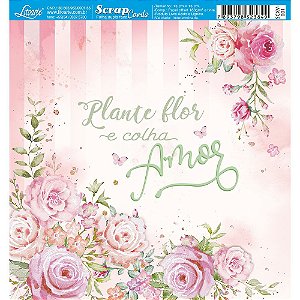 Papel Scrapbook 180g Litoarte 15x15 cm - Card SCXV-001 ROSAS AQUARELA