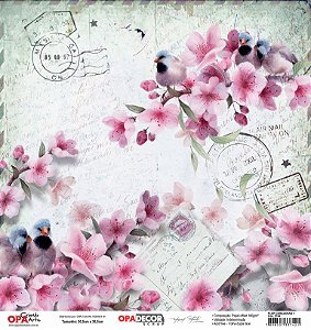 Papel Para Scrapbook Opadecor 30,5x30,5 - Flor Cerejeiras 1 2794