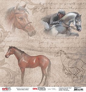 Papel Para Scrapbook Opadecor 30,5x30,5 - Animal Cavalos 1 2793