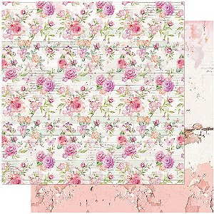 Papel Para Scrapbook 30,5 Cm X 30,5 Cm - Rosas Aquarela - SD-1017