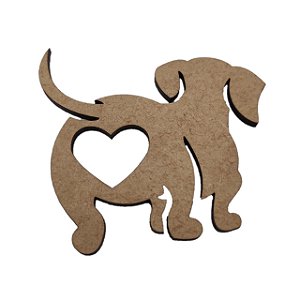 Aplique Laser MDF - Cachorro Coração - 8CM 2UN - 028602