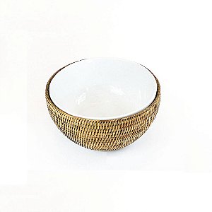 Bowl M Porcelana Com Suporte Em Rattan / Bowl Com Suporte em Rattan  M