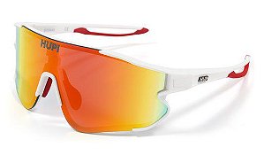 Óculos de Sol Hupi Bornio Branco/Vermelho - Lente Espelhada