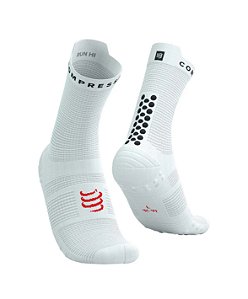 Meia de Compressão para Corrida Compressport V4 Branca - Cano Médio