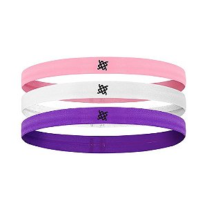 Faixa de Cabelo Hupi Kit com 03 - Rosa Branco Roxo