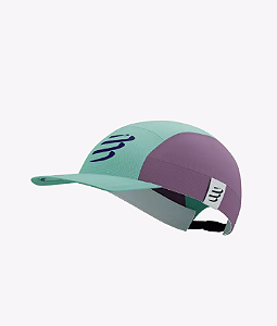 Boné Five Panel Compressport -Verde/Roxo