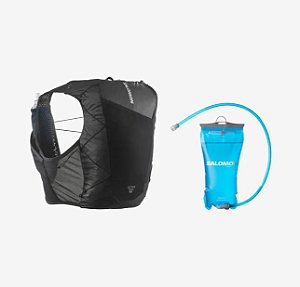 Mochila de Hidratação Salomon Active Skin 12L -Preta com Refil Dágua Salomon 1,5L
