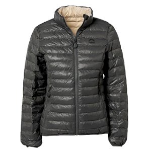 Jaqueta Dupla Face Plumas Kailash - Feminina Chumbo/Off White