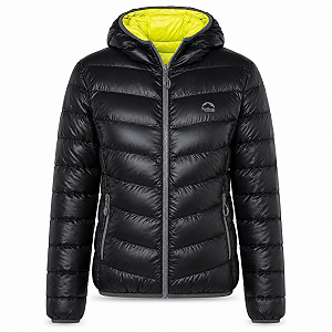 Jaqueta Puffer Double Patagônia Kailash Dupla Face - Feminina Preta/Verde Limão