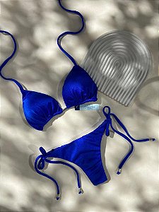 Biquìni Cortininha Azul Royal Lacinho