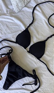 Biquíni Cortininha Preto Lacinho