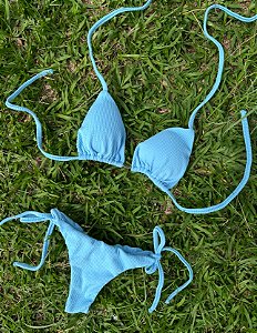 Biquíni Cortininha Azul Candy  Calcinha Lacinho
