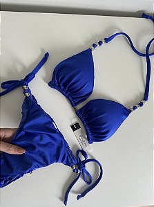 Biquíni Cortininha Azul Royal Detalhes Lacinho