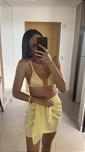 Biquíni Cortininha Amarelo Manteiga Lacinho