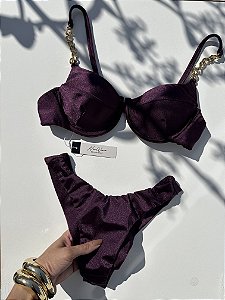 Meia Taça Correntes Roxo Calcinha Asa Delta